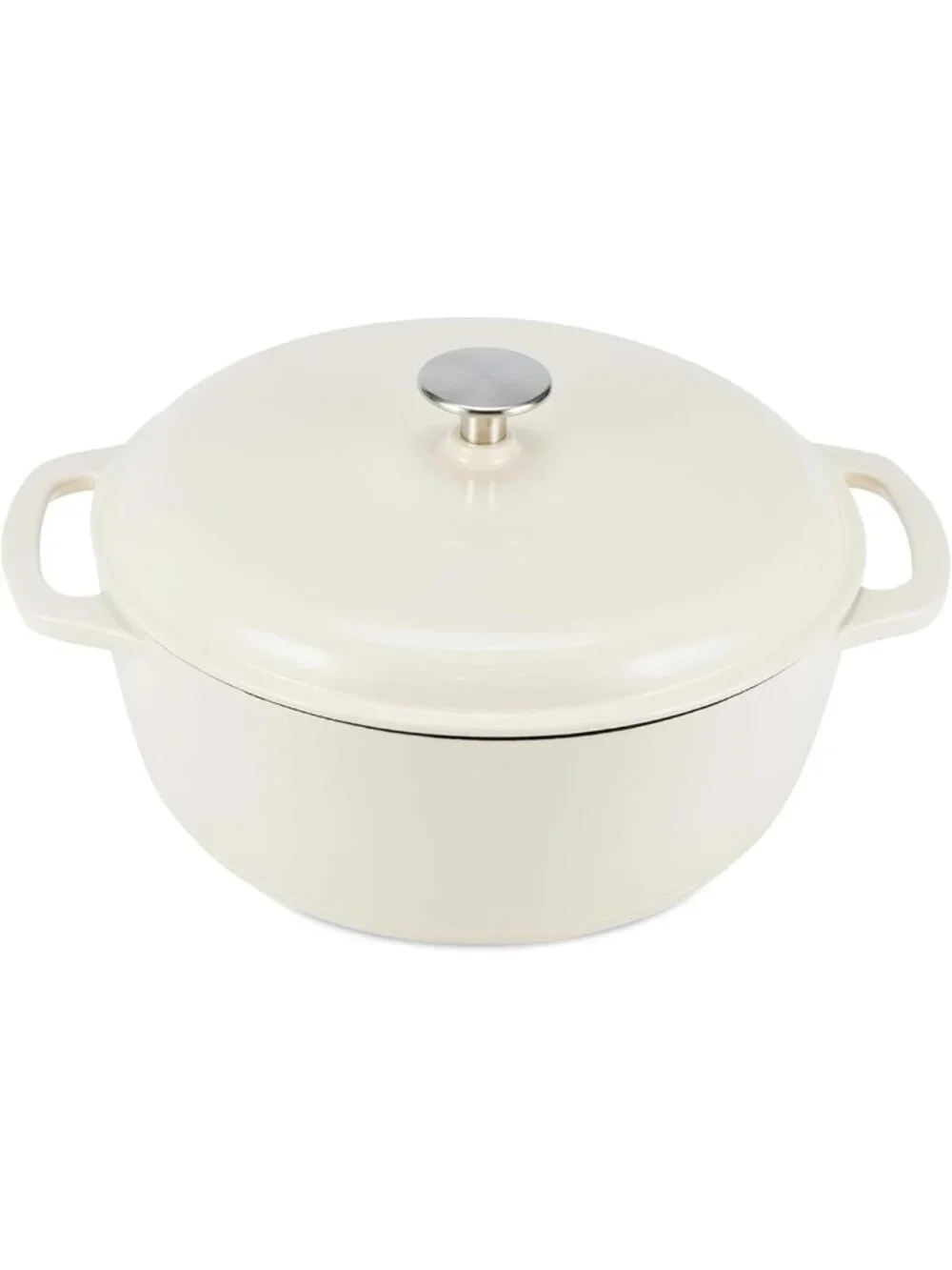 Heavy-Duty Enameled Cast Iron Dutch Oven Pot with Lid, 4.3-Quart, White